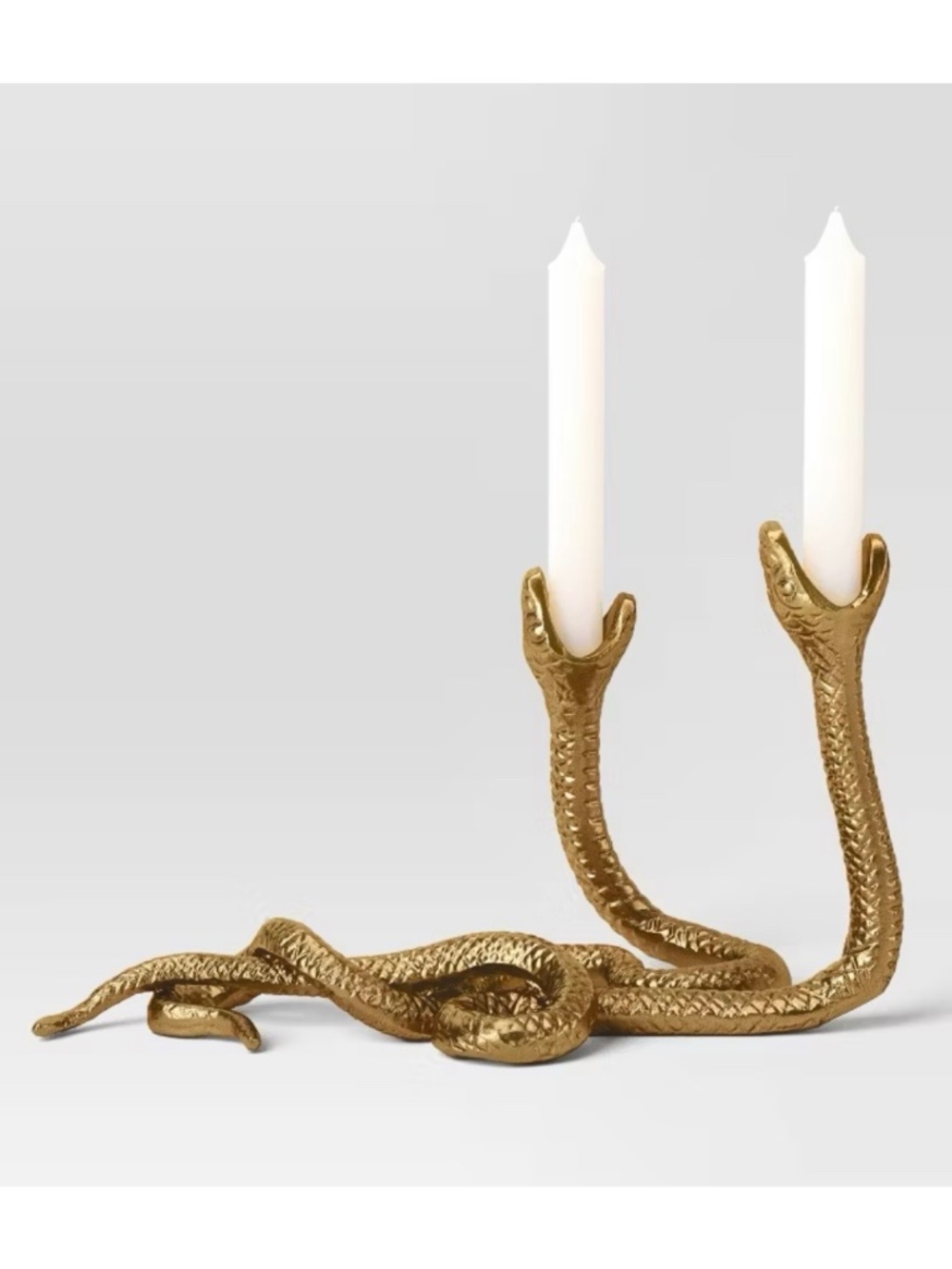 Double Snake Taper Candle Holder Gold - Threshold Halloween